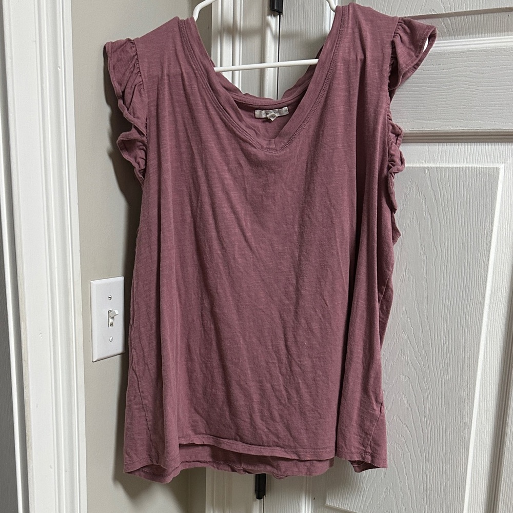 Maurices Mauve Ruffle Sleeve Top